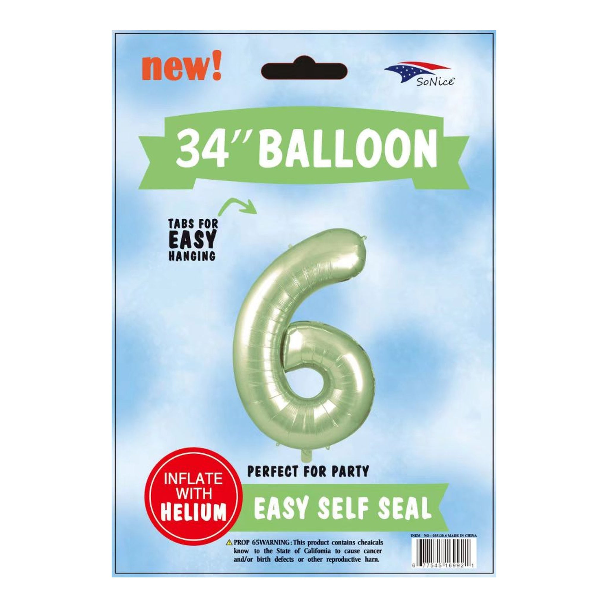 34" Balloon 6 Sage Green